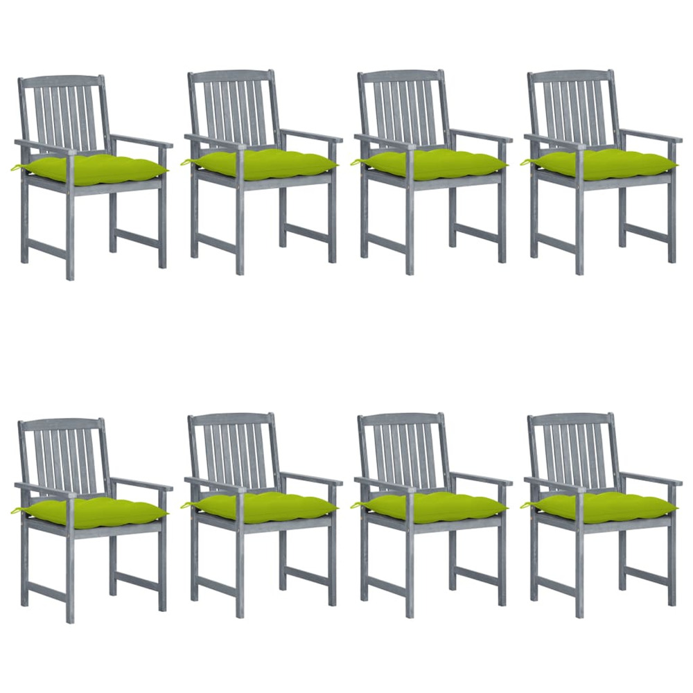 Chaises de jardin et coussins lot de 8 bois acacia solide gris