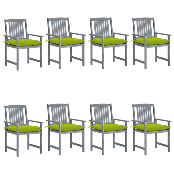 Chaises de jardin et coussins lot de 8 bois acacia solide gris