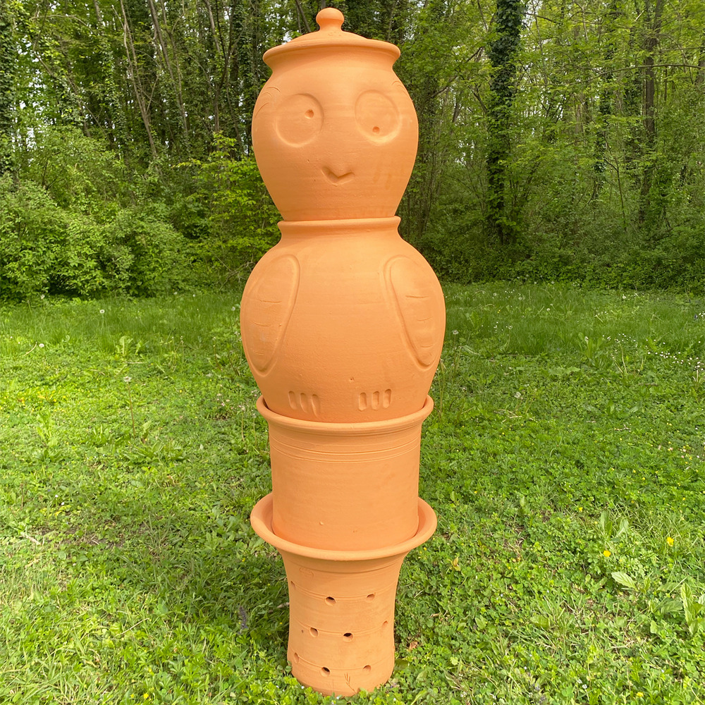 Base + réhausse + corps + tête + couvercle du lombricomposteur à étages (lisse ou motif)