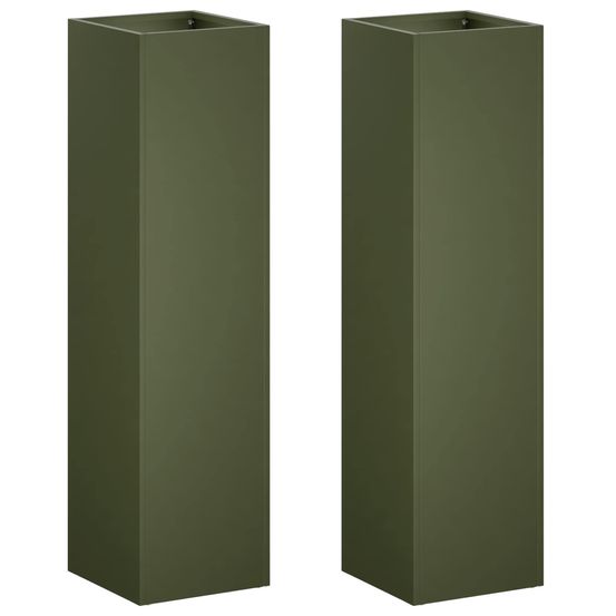 Cache-pot de jardin 2 pc vert olive 20 x 20 x 75 cm