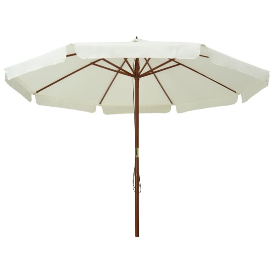Parasol d'extérieur avec mât en bois 330 cm blanc sable