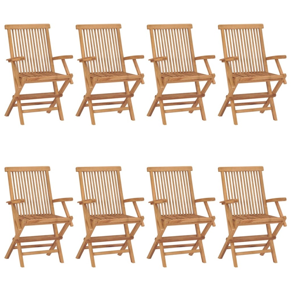 Chaises de jardin avec coussins anthracite lot de 8 teck massif
