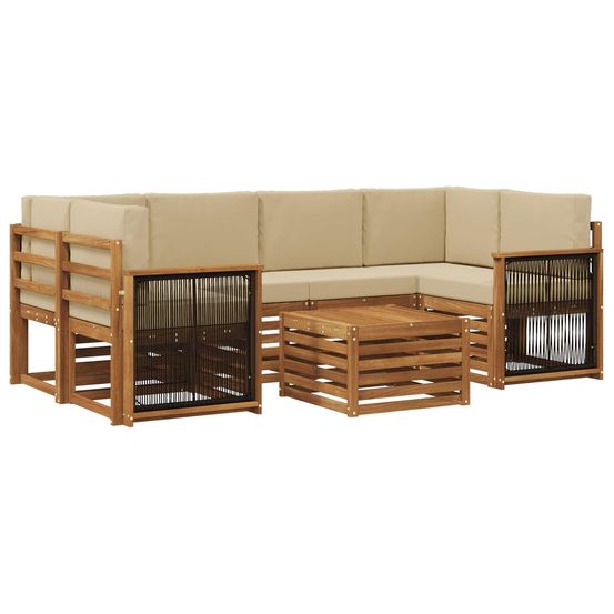 Ensemble de canapés d'extérieur 7 pc naturel et beige