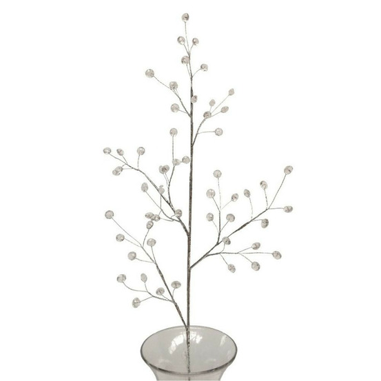 Branche de fleurs en verre transparent 90cm