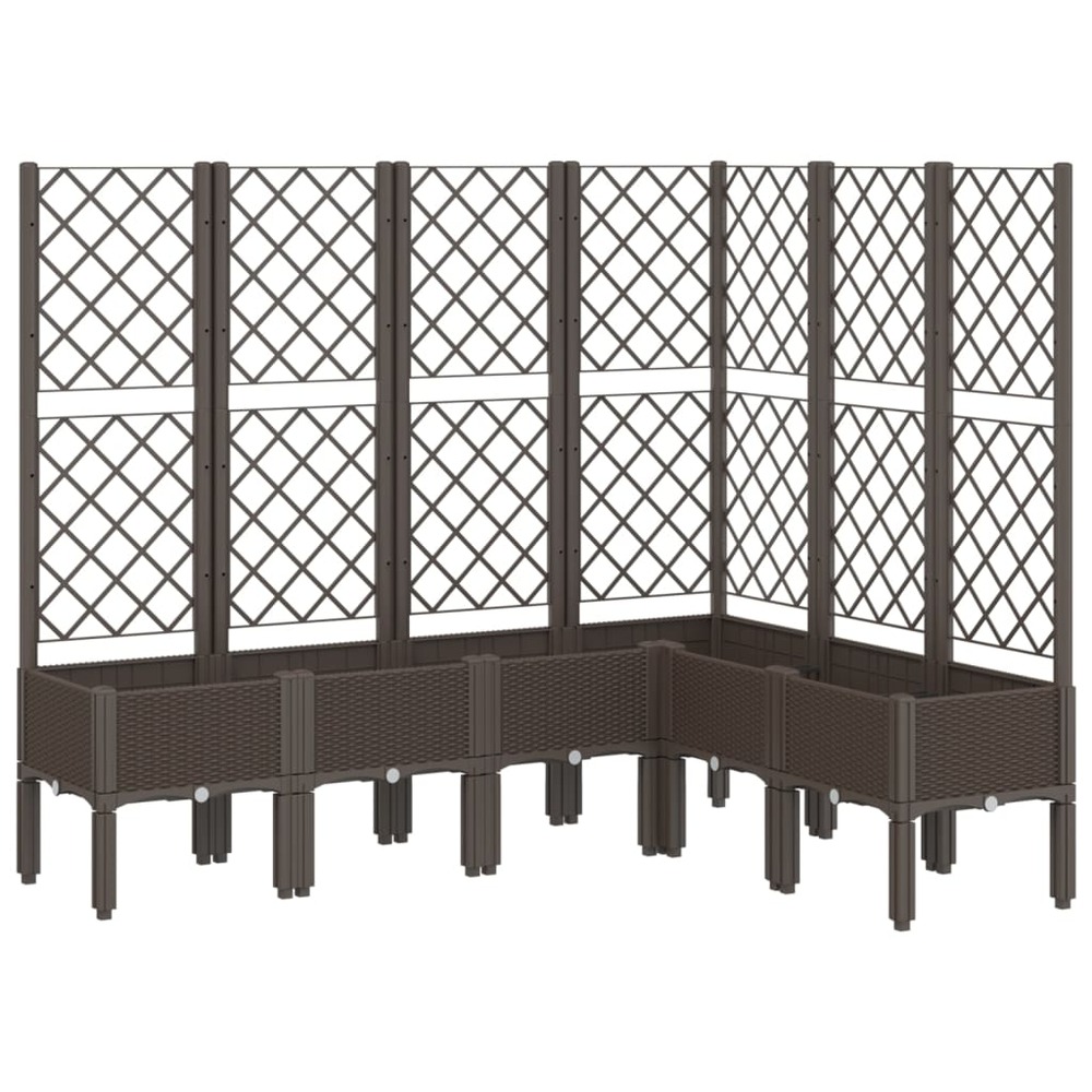 Jardinière bac lit surélevé plantes fleurs terrasse jardin avec treillis 160 x 120 x 142 cm pp marron