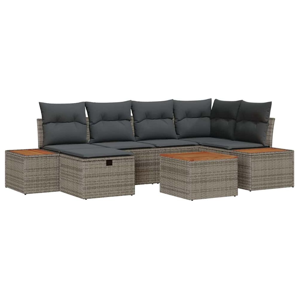 Ensemble de canapé de jardin 7 pc gris polyrotin