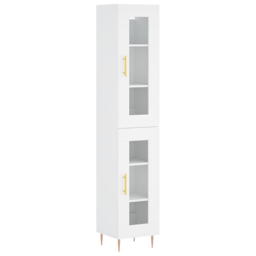 Buffet bahut commode armoire meuble de rangement organisateur cuisine salle de séjour salon haut 34,5 x 34 x 180 cm bois d'in
