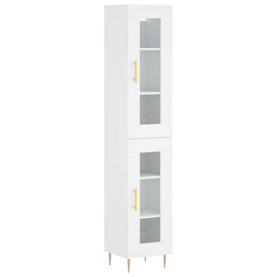 Buffet bahut commode armoire meuble de rangement organisateur cuisine salle de séjour salon haut 34,5 x 34 x 180 cm bois d'in
