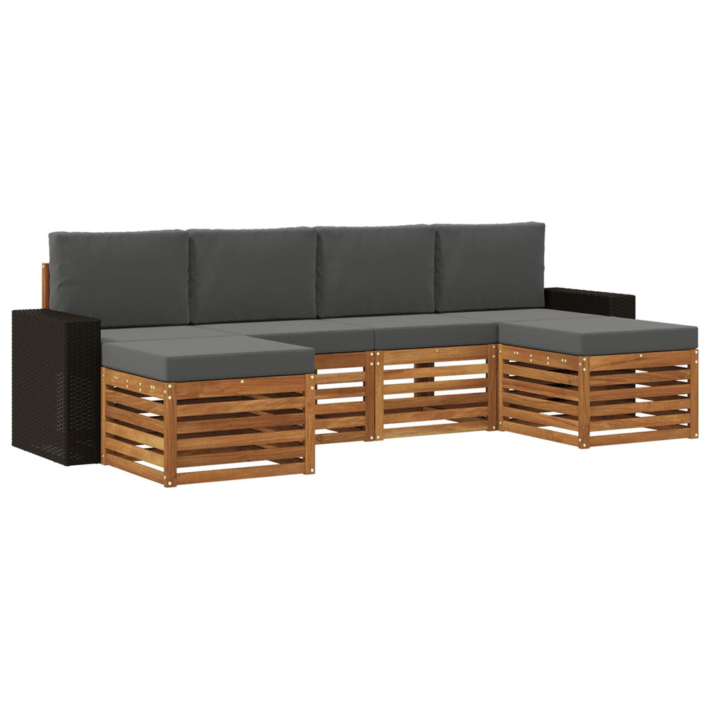 Ensembles de canapés avec coussin 6 pcs naturel et anthracite