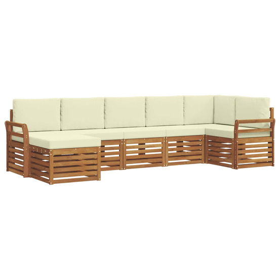 Ensemble de canapé d'angle avec coussin 7 pcs naturel et crème