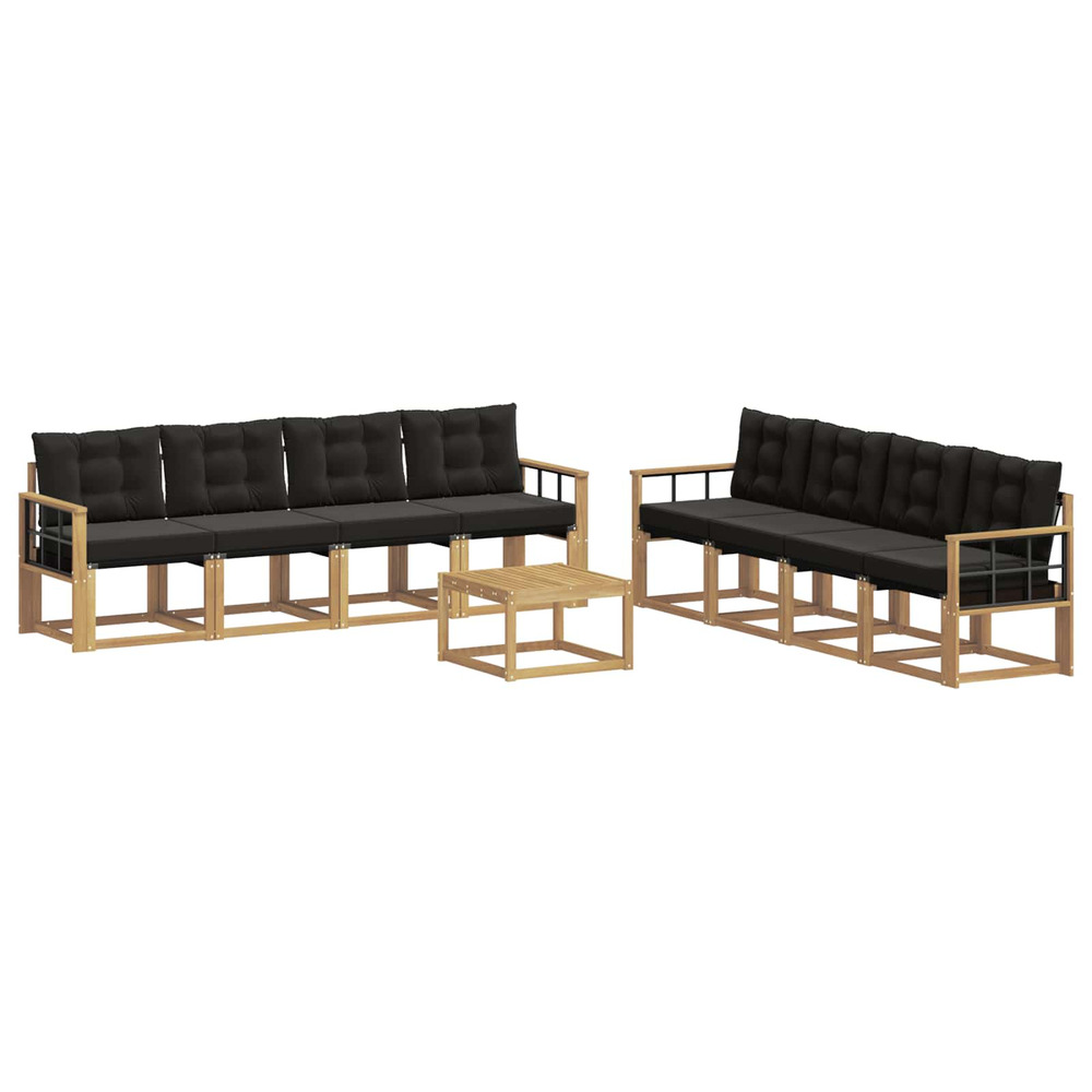 Ensemble de canapés d'extérieur 9 pcs blanc et noir