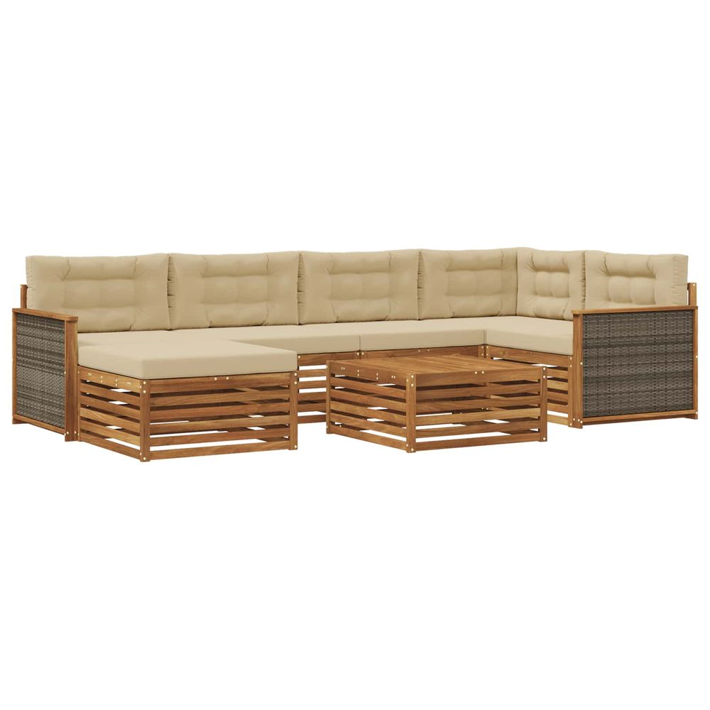 Ensemble de canapés d'extérieur 7 pc naturel et beige