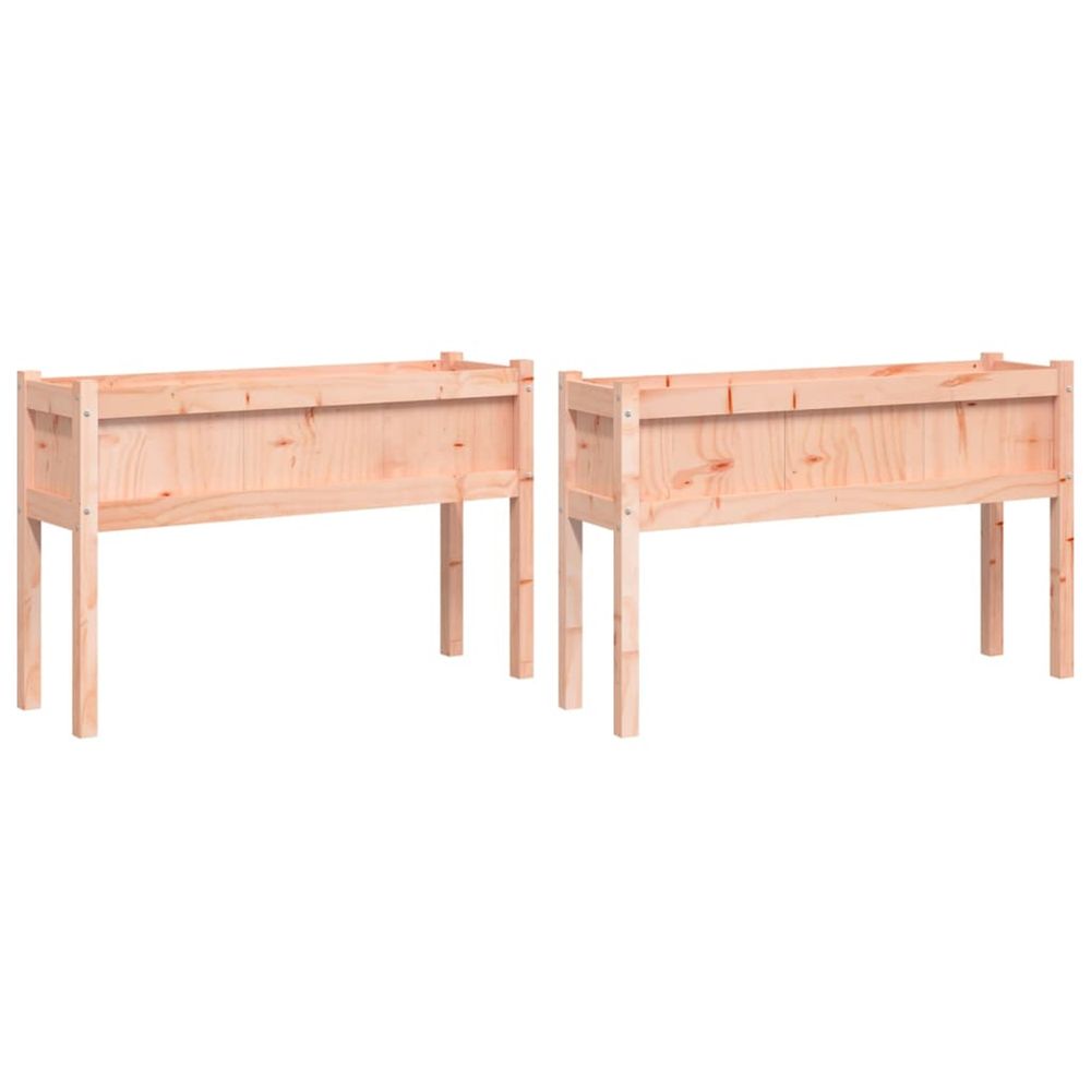 Jardinière d'extérieurs 2 pcs avec pieds bois massif douglas
