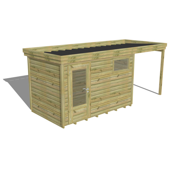 Abri de jardin bois pin traité autoclave 27mm - 5,44x2,14m / 12m2 - bac acier - plancher bois