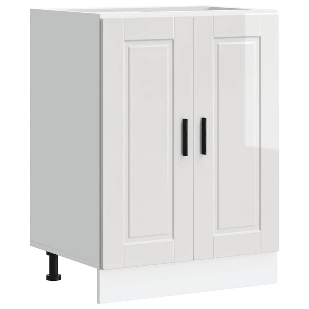 Armoire de cuisine porto blanc brillant bois ingénierie