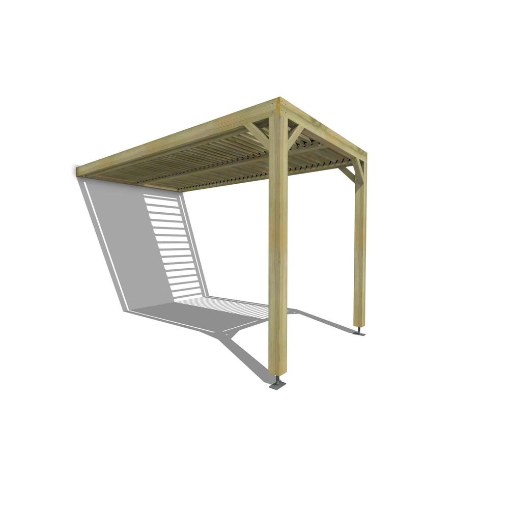 Pergola bois • 2m x 4m • adossée • sens profondeur • lames orientables bioclimatiques incluses • livraison comprise