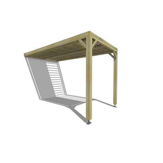 Pergola bois • 2m x 4m • adossée • sens profondeur • lames orientables bioclimatiques incluses • livraison comprise