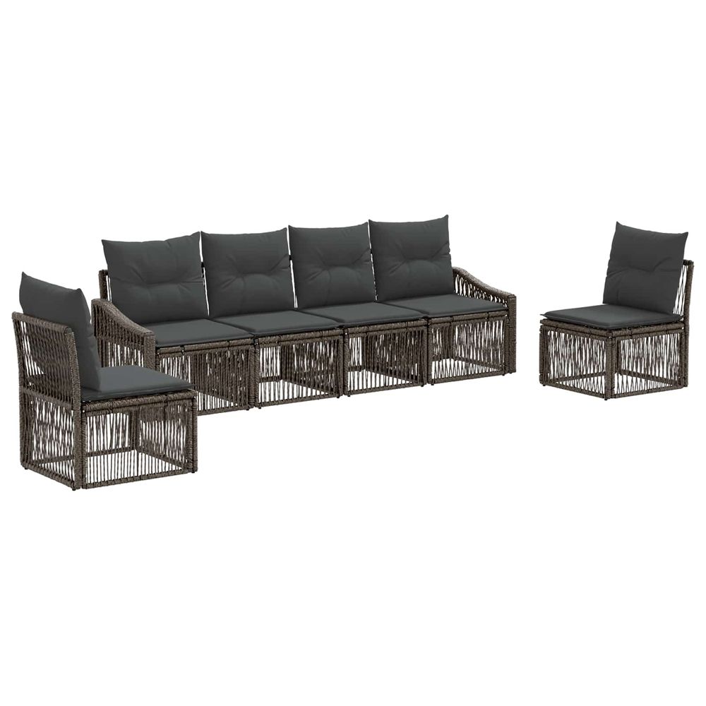 Ensemble de canapé de jardin 6 pc gris polyrotin