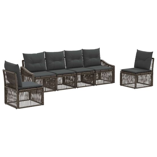 Ensemble de canapé de jardin 6 pc gris polyrotin