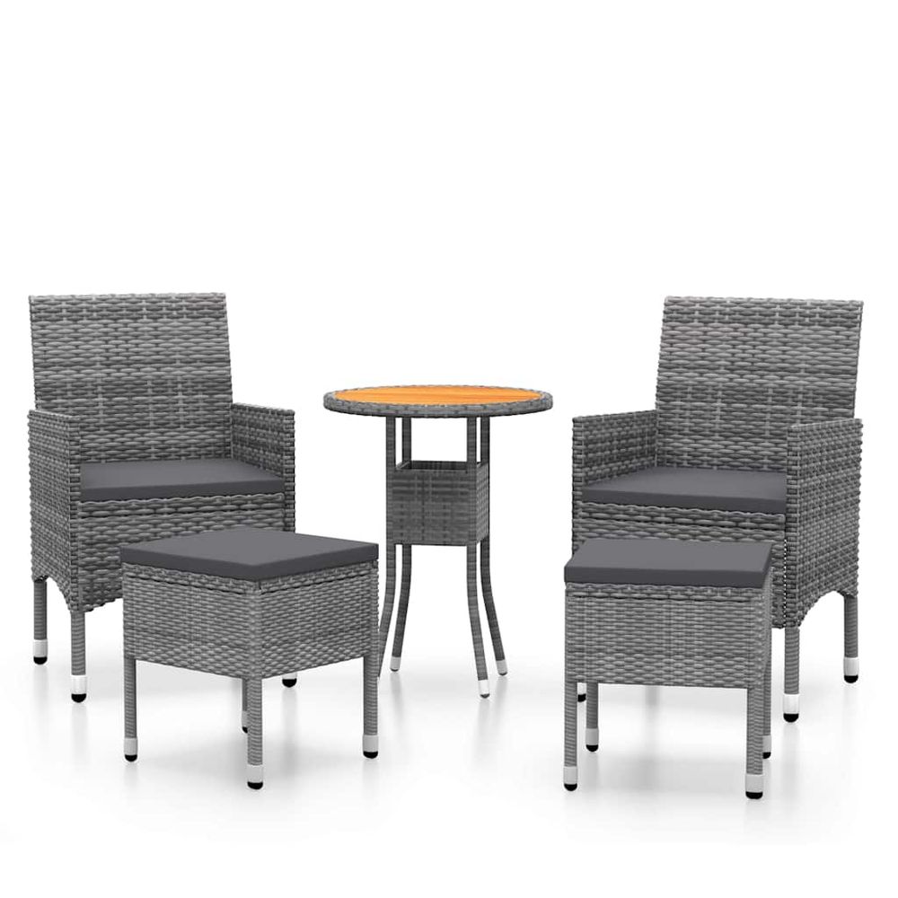Salon de jardin 5 pcs résine tressée gris
