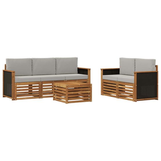 Ensemble de canapés d'extérieur 6 pc naturel et gris clair