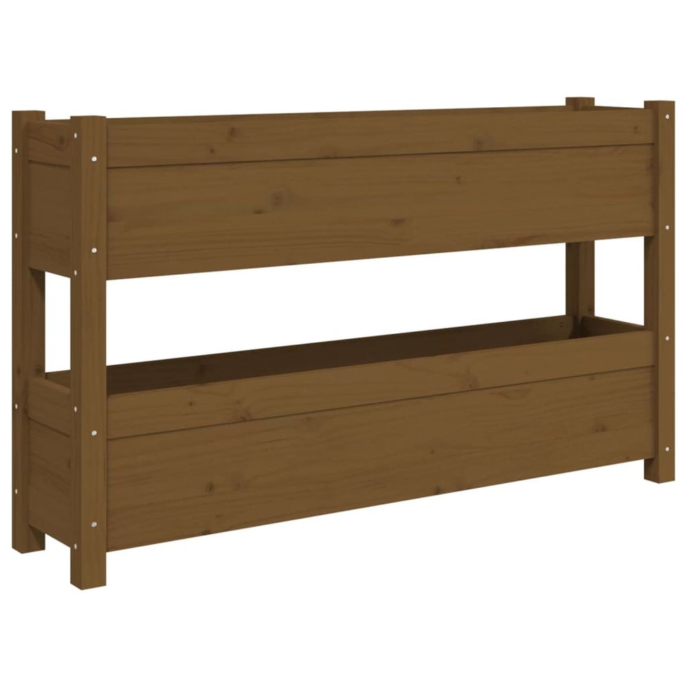 Jardinière d'extérieur marron miel 112x25x66 cm bois massif de pin