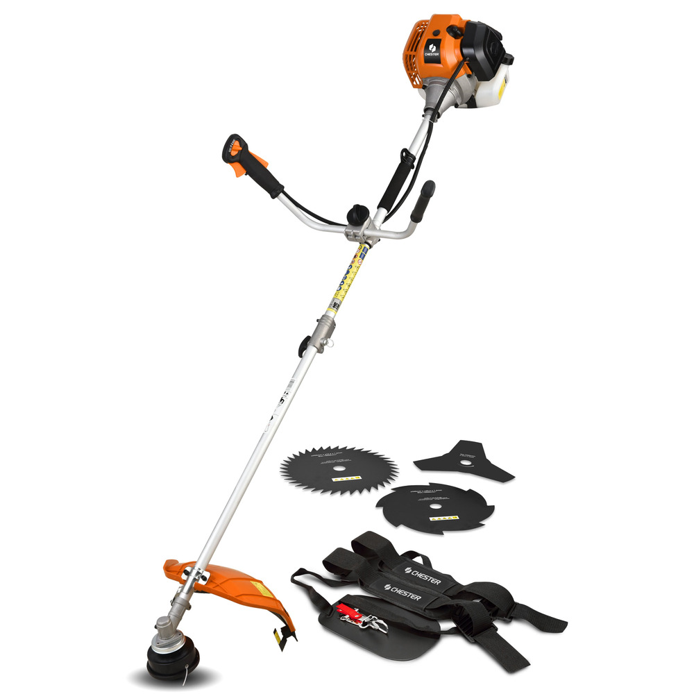 Débroussailleuse Thermique CHESTER 52 cm³ - Pack Complet : 3 Lames + Tête Fil Tap & Go - Puissante