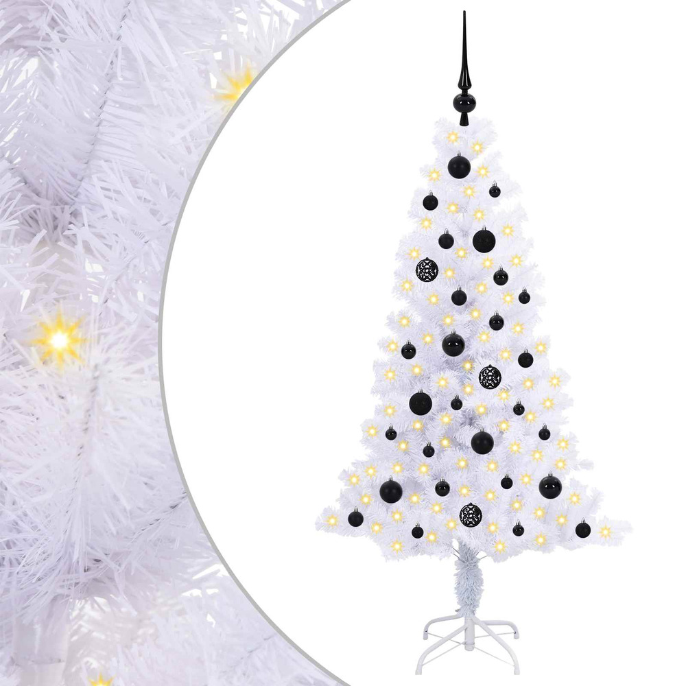 Sapin de noël artificiel avec 150 led blanc 150 cm pvc et acier