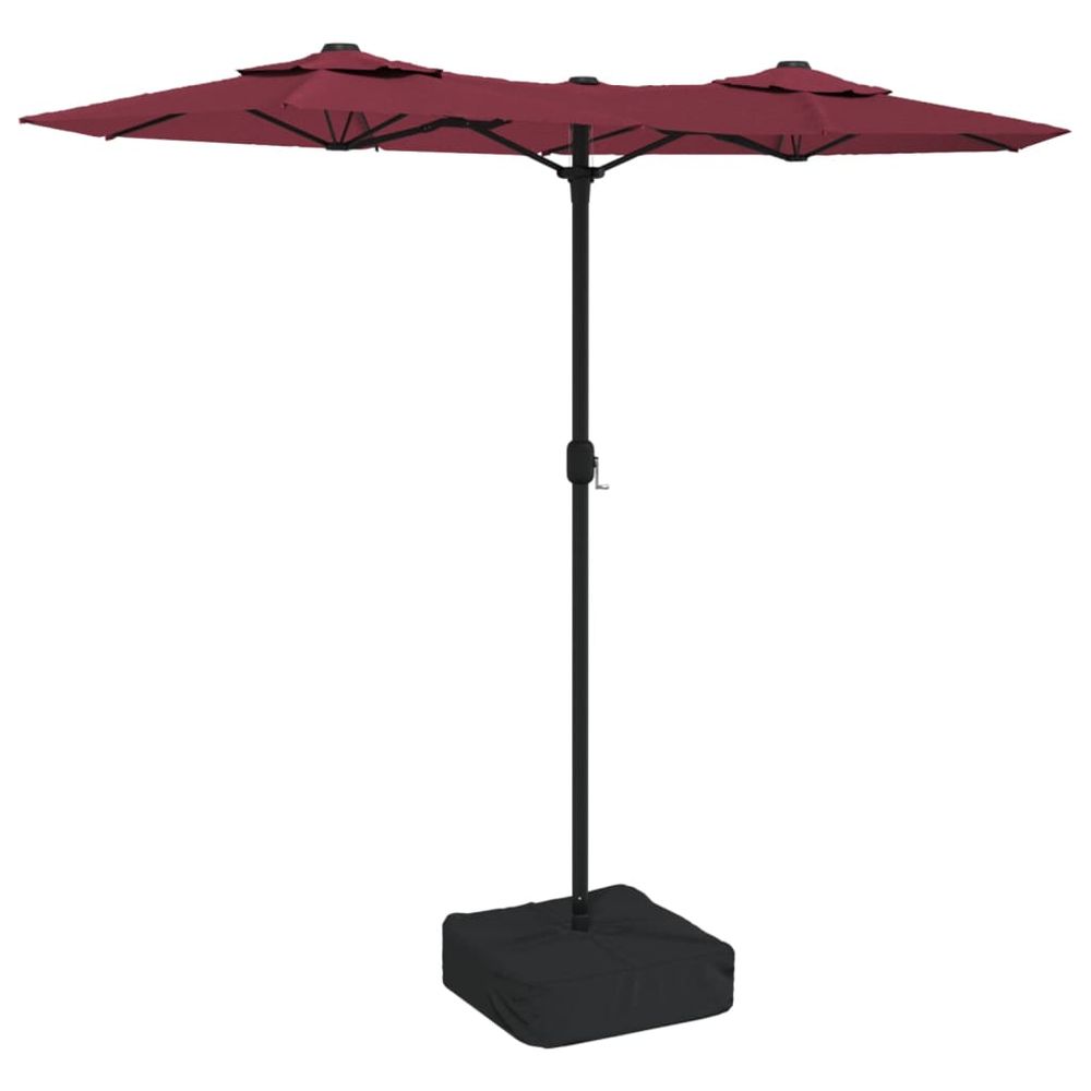 Parasol de jardin à double tête avec led rouge bordeaux