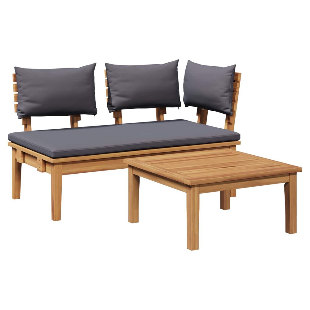 Ensemble banc et table de jardin 2 pc gris et marron