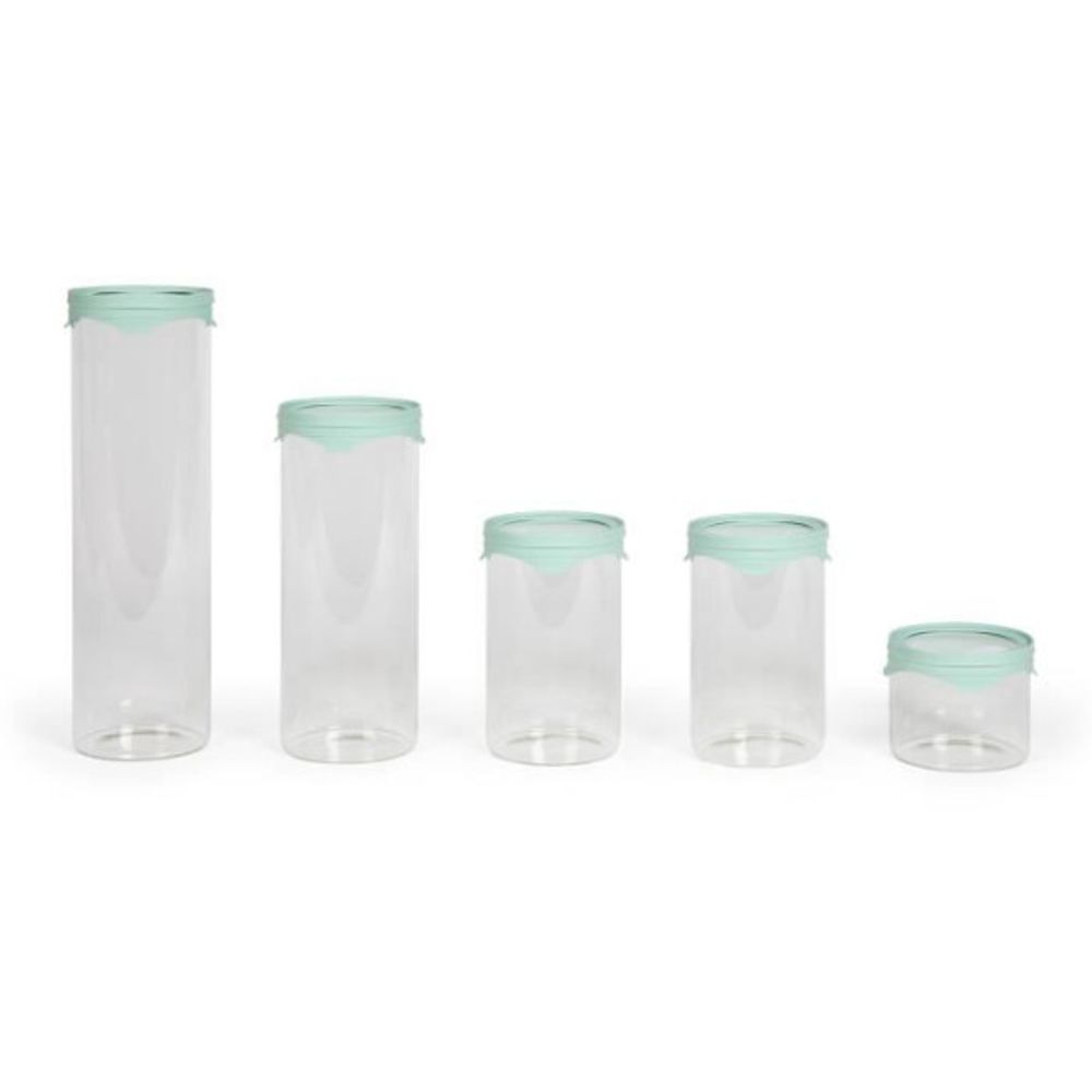 Set de 5 bocaux de conservation - - men399 - 450 ml - verre borosciliate - couvercle en silicone et verre