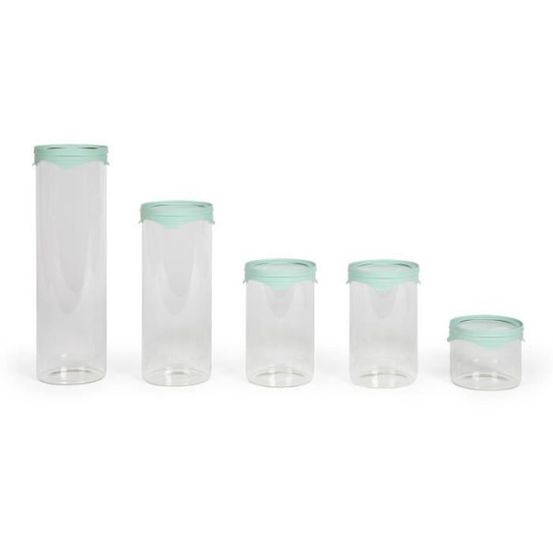 Set de 5 bocaux de conservation - - men399 - 450 ml - verre borosciliate - couvercle en silicone et verre