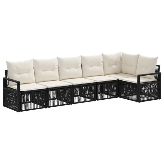 Ensemble de canapé de jardin 6 pc noir polyrotin