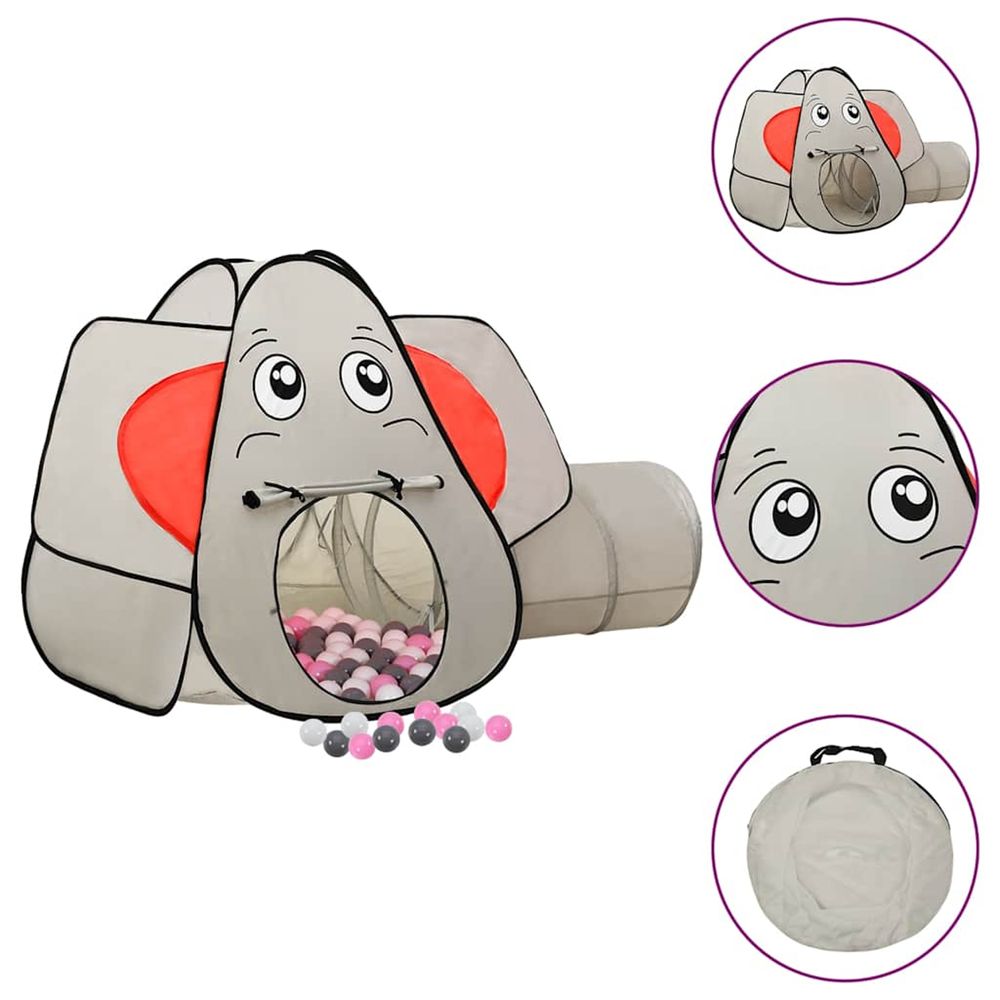 Tente de jeu pour enfants 250 balles éléphant gris 174x86x101cm