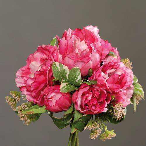 Bouquet de pivoines et carottes sauvages artificielles 7 fleurs h 20 cm rose fus