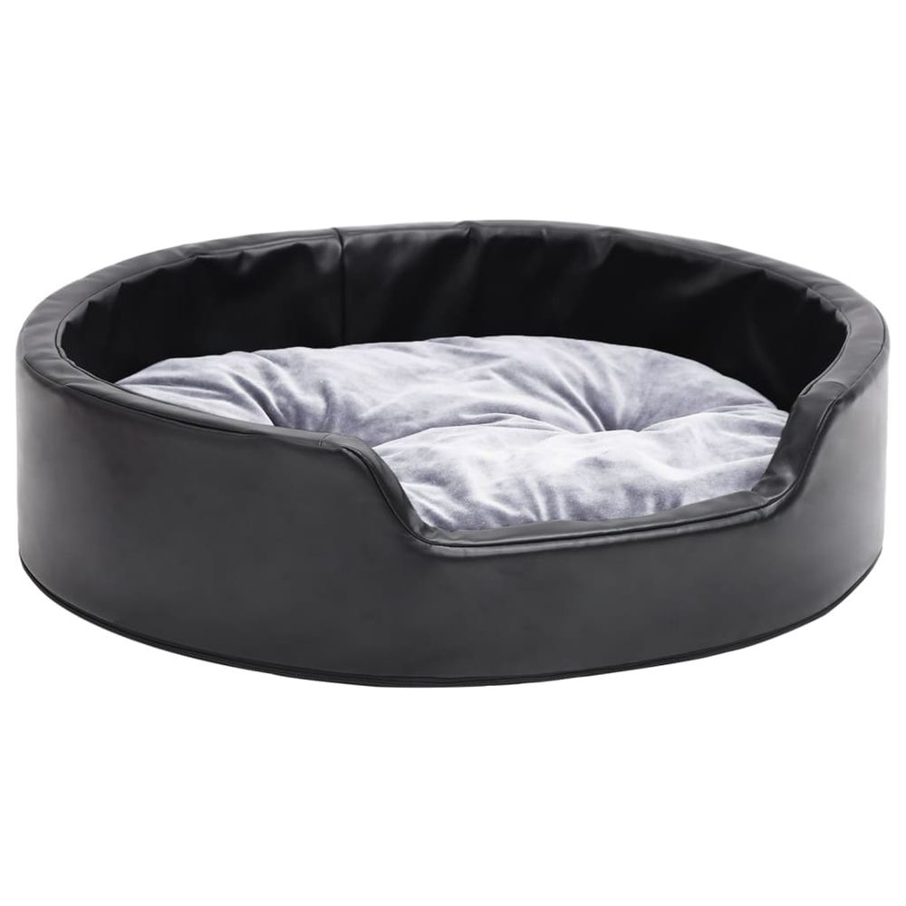 Lit pour chiens noir et gris 69x59x19 cm peluche et similicuir
