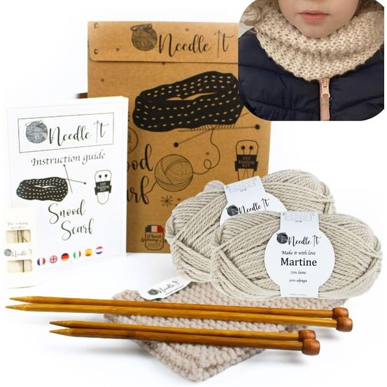 Needle it® Kit Tricot : Tour de Cou en laine Beige