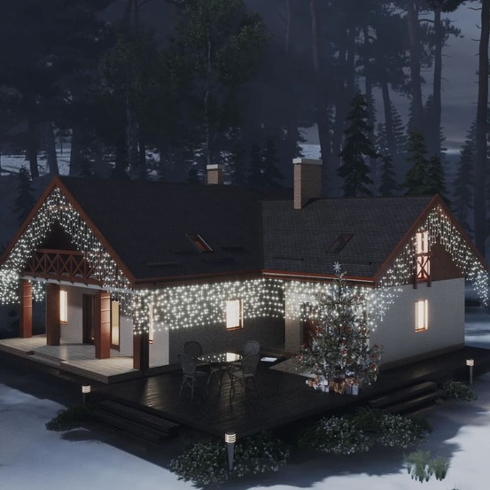 Rideau lumineux à glaçons led 10m 400led blanc froid 8fonctions