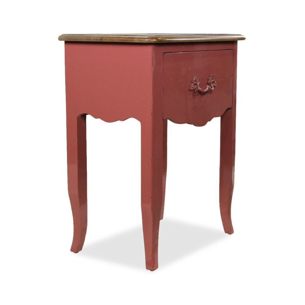 Table de chevet 1 tiroir bois rouge - interior's