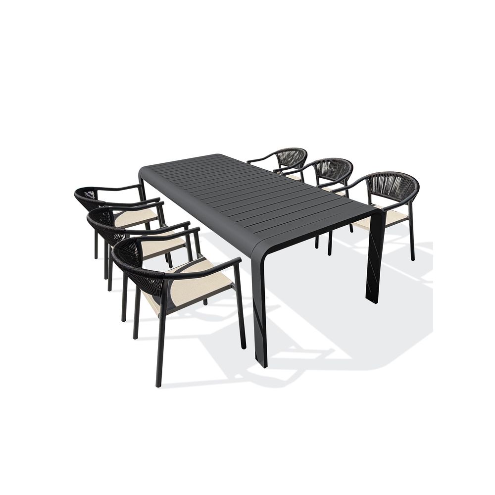 Ensemble repas hanoi 6 places en aluminium - gris anthracite