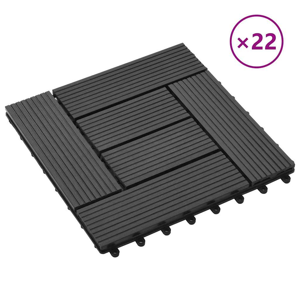 Carreaux de terrasse 22 pcs 30 x 30 cm 2 m² wpc noir