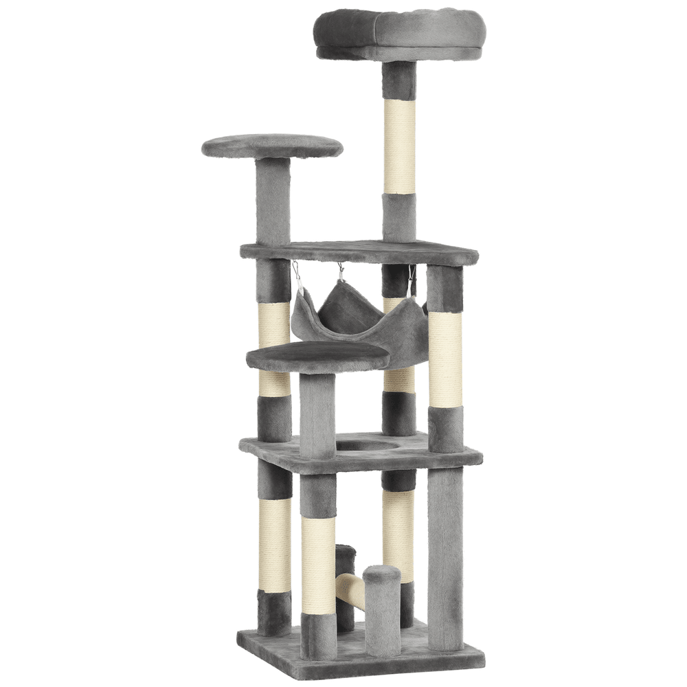 Arbre à chat multi-plateformes sisal pour chats intérieurs grimper jouer 132cm gris