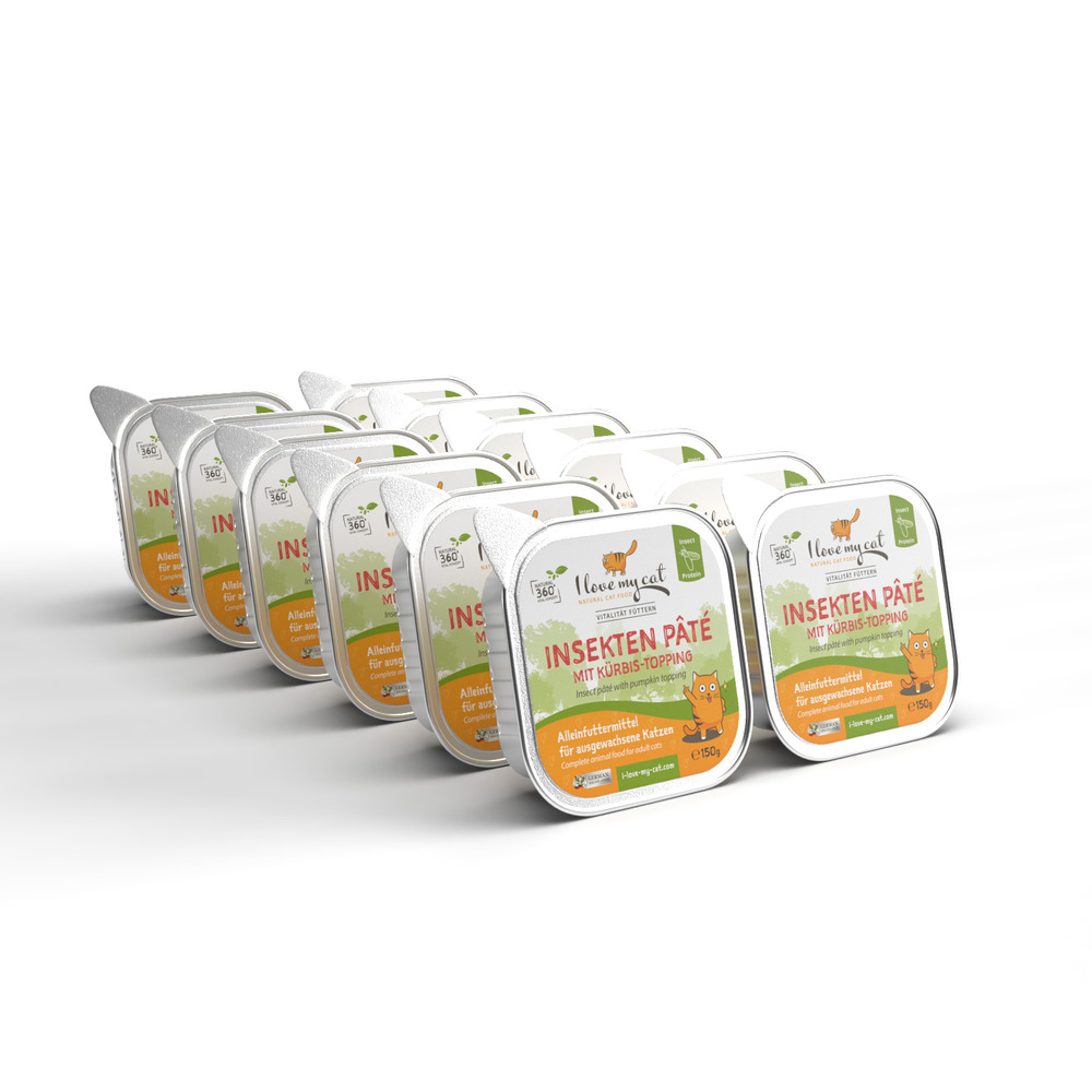 Pate pour chat insekten paté avec garniture de potiron de i love my cat - 12x150 g