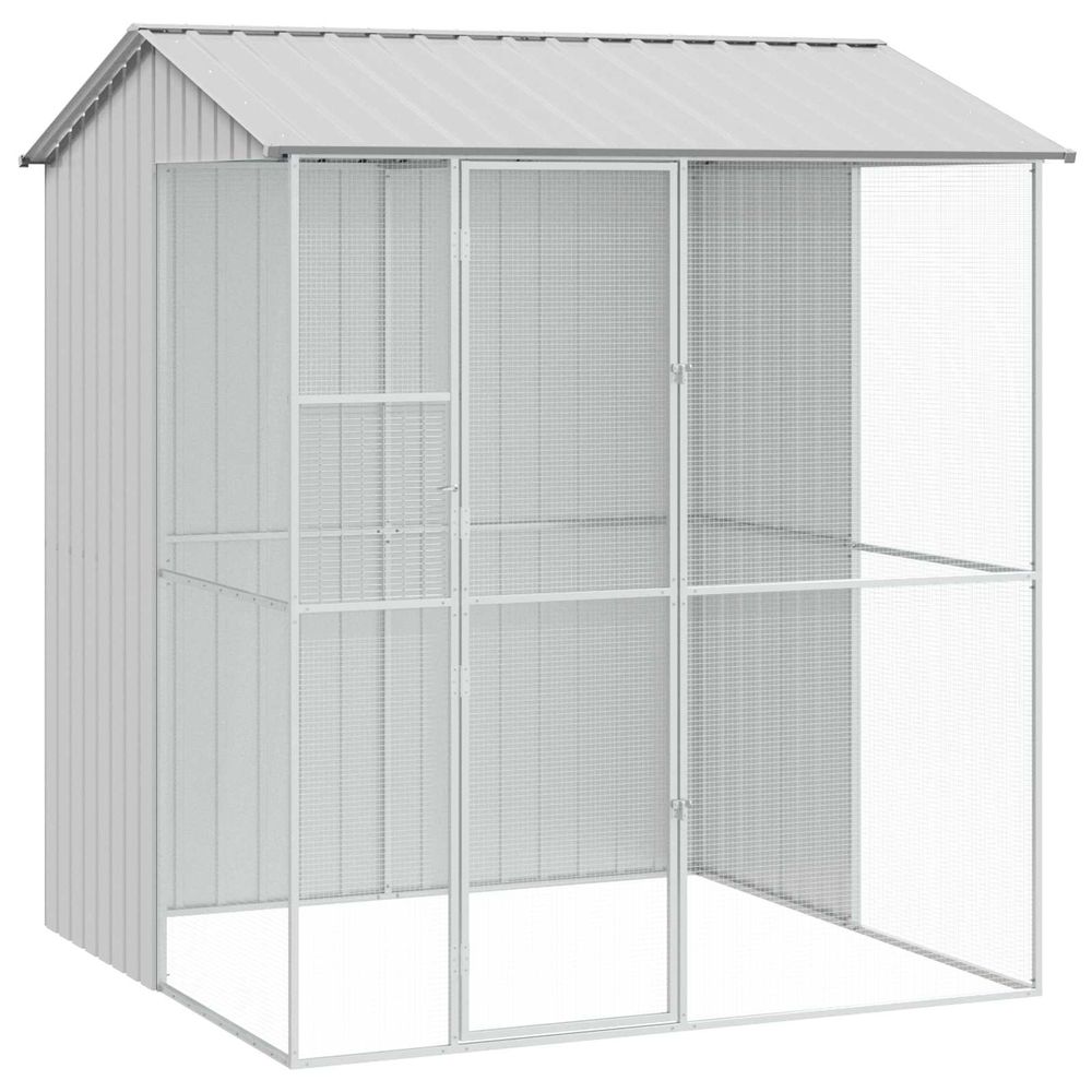 Cage pour oiseaux gris 215 x 210 x 247 cm acier galvanisé