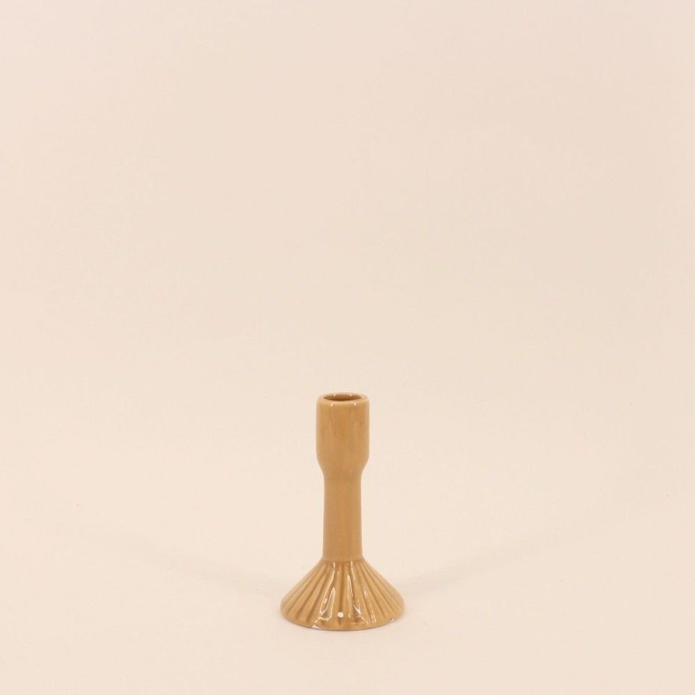 Bougeoir en céramique strié 13cm