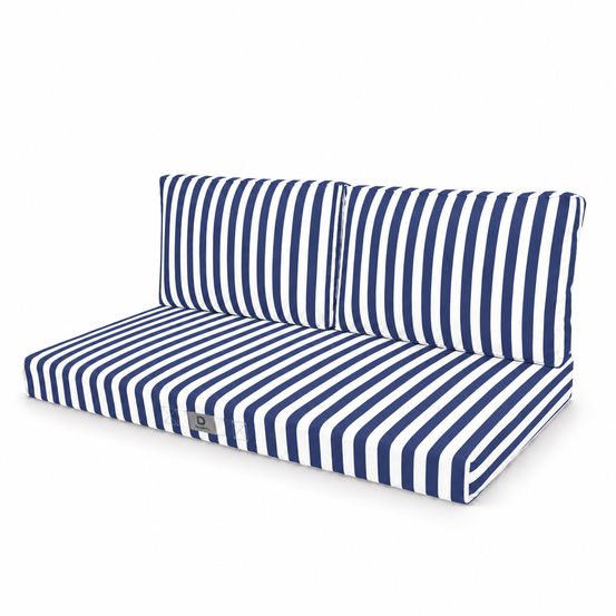 Coussins pour salon de jardin déhoussable 100x50cm rayure bleu marine