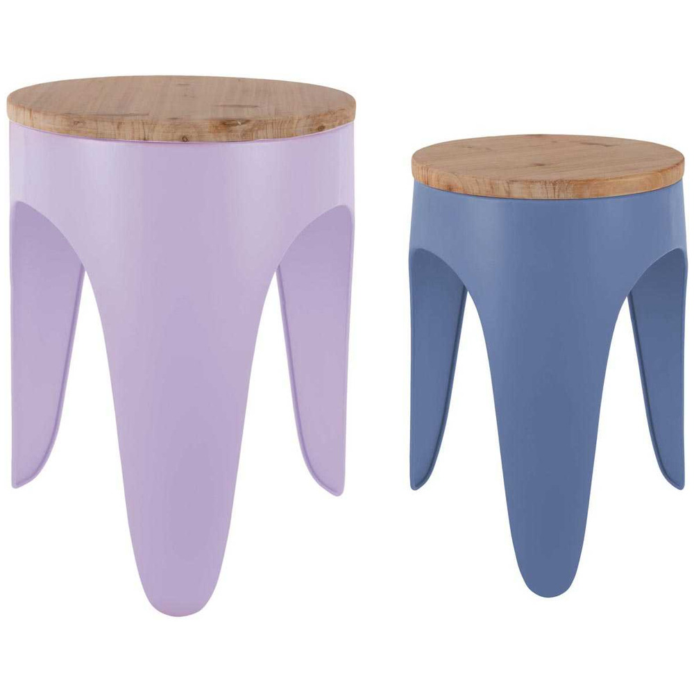 Ensemble de 2 tabourets double funky violet et bleu
