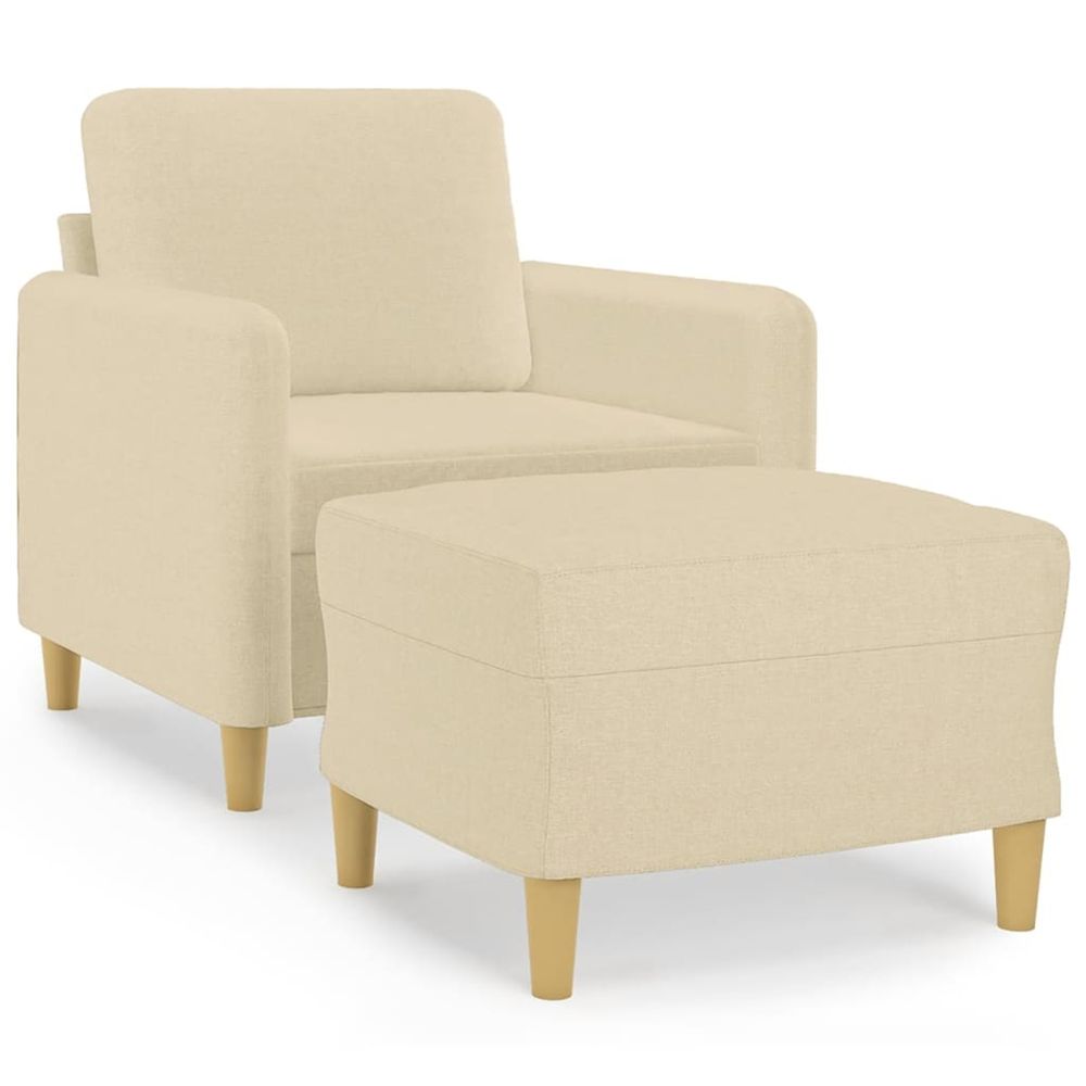 Fauteuil avec repose-pied crème 60 cm tissu