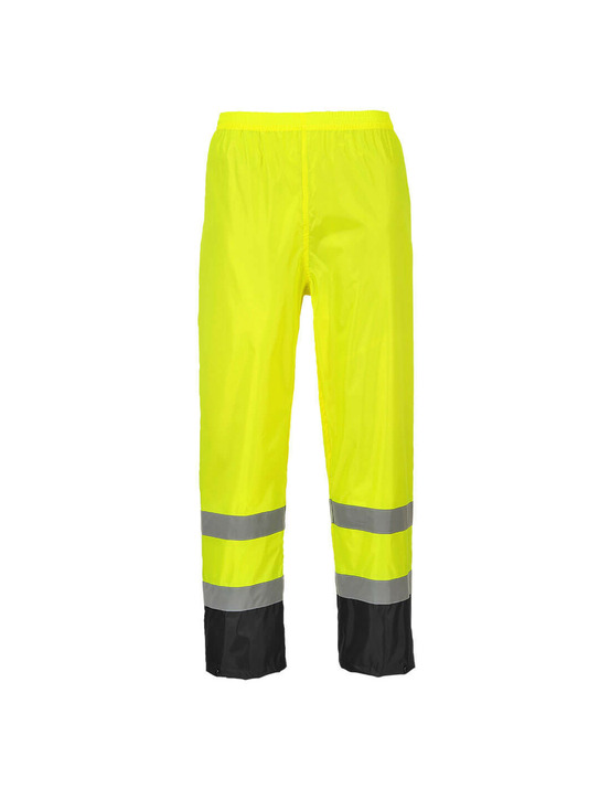 Pantalon de pluie hi-vis bicolore couleur : jaune/noir taille l - portwest