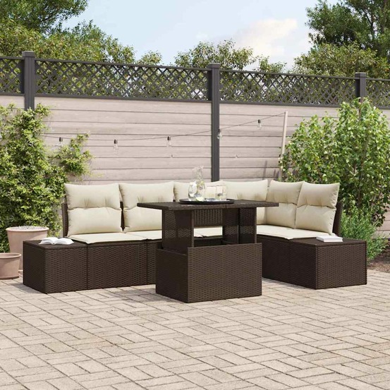 Ensemble de canapé de jardin 6 pcs marron poly rotin